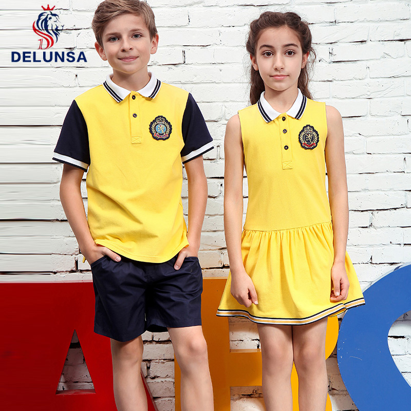 新款幼儿园短袖套装 亮黄配色 运动